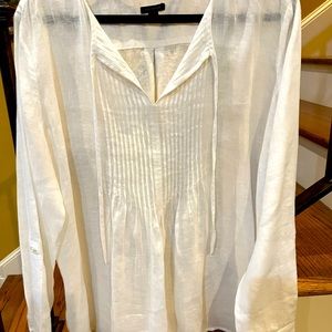 Ann Taylor white linen top , size XL